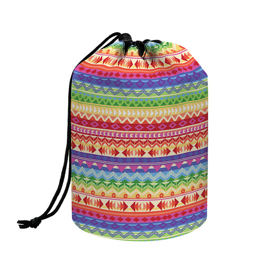 Colorful Aztec Tribal Pattern Print Drawstring Makeup Bag