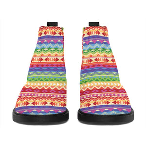 Colorful Aztec Tribal Pattern Print Flat Ankle Boots