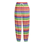 Colorful Aztec Tribal Pattern Print Fleece Lined Knit Pants