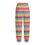 Colorful Aztec Tribal Pattern Print Fleece Lined Knit Pants