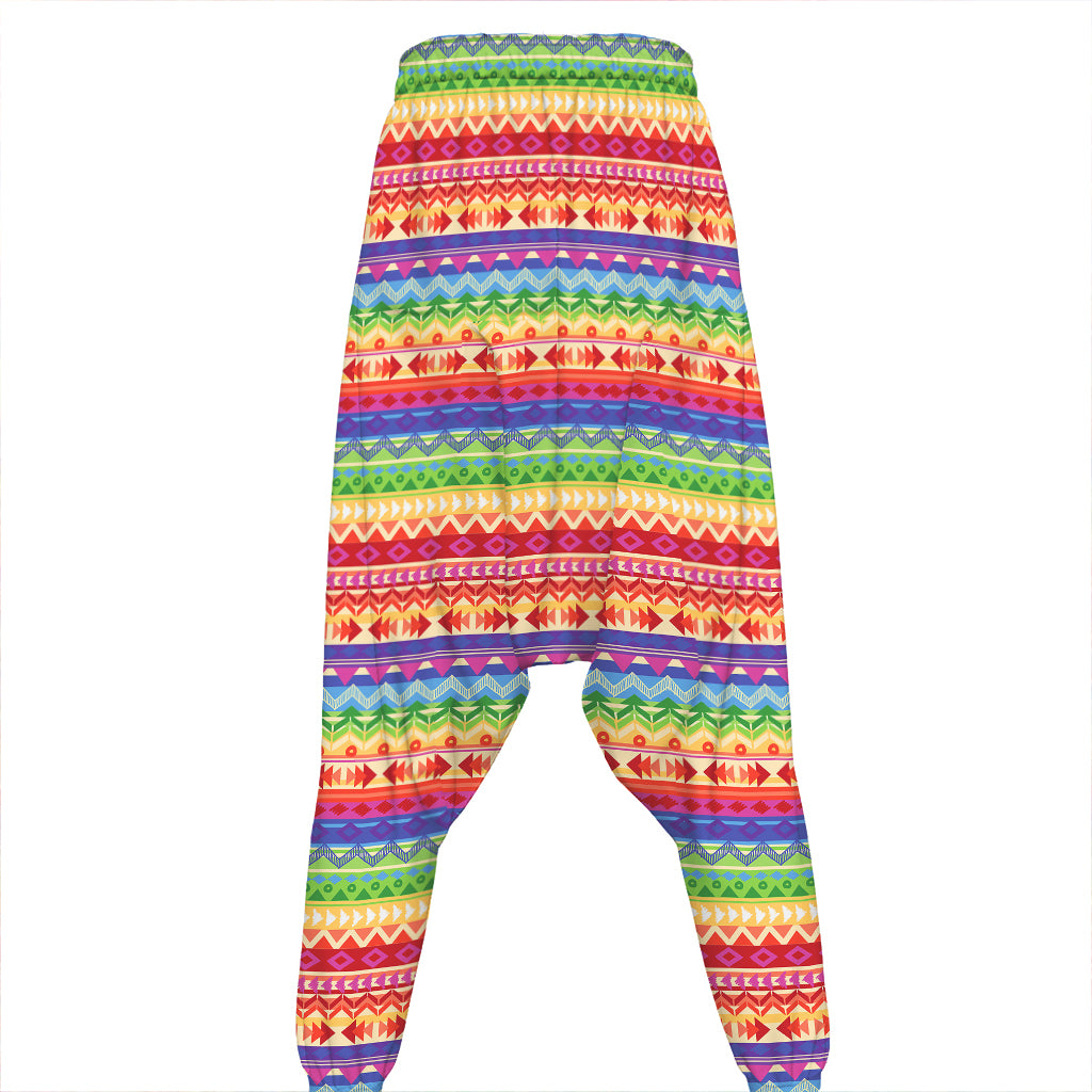 Colorful Aztec Tribal Pattern Print Hammer Pants