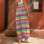 Colorful Aztec Tribal Pattern Print Harem Pants