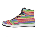 Colorful Aztec Tribal Pattern Print High Top Leather Sneakers