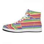 Colorful Aztec Tribal Pattern Print High Top Leather Sneakers
