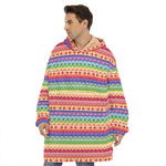 Colorful Aztec Tribal Pattern Print Hoodie Blanket
