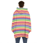Colorful Aztec Tribal Pattern Print Hoodie Blanket