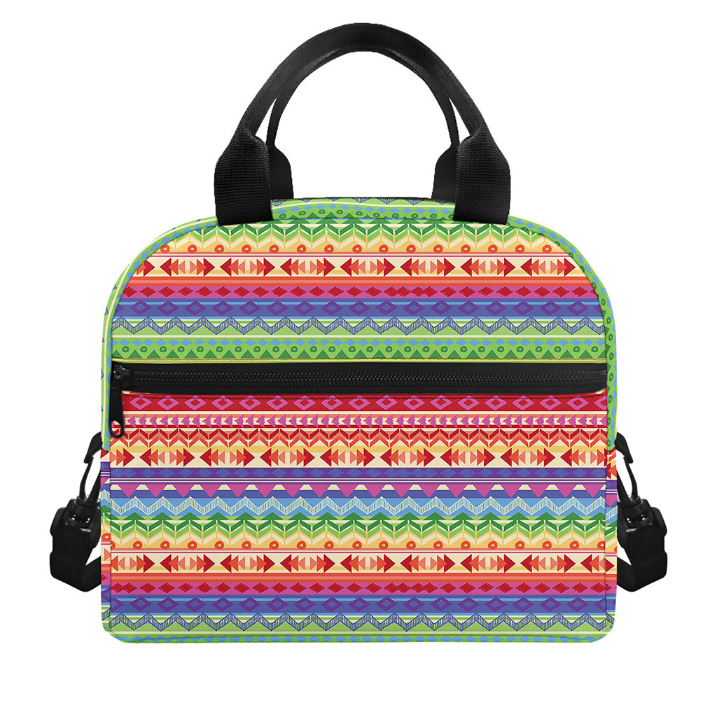 Colorful Aztec Tribal Pattern Print Insulated Lunch Bag