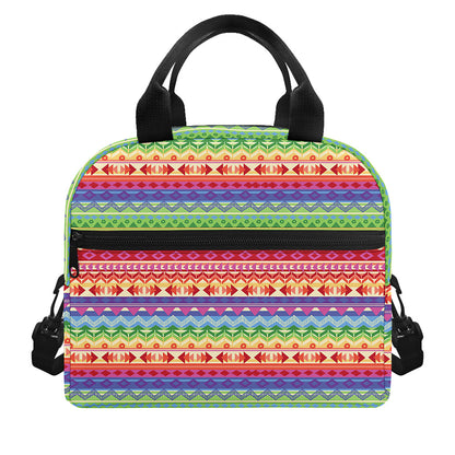 Colorful Aztec Tribal Pattern Print Insulated Lunch Bag