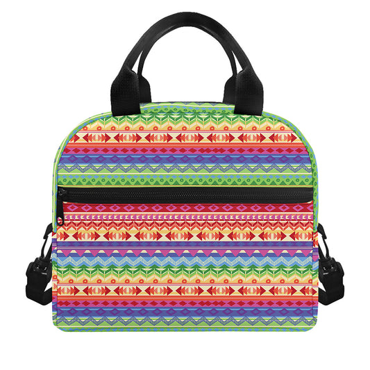 Colorful Aztec Tribal Pattern Print Insulated Lunch Bag