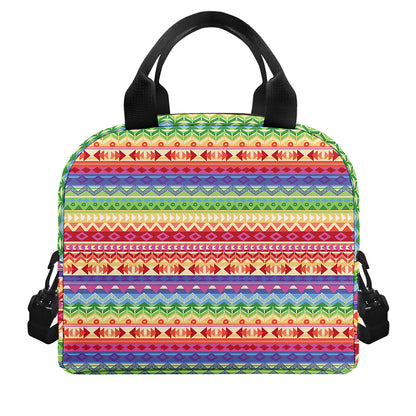 Colorful Aztec Tribal Pattern Print Insulated Lunch Bag