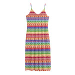 Colorful Aztec Tribal Pattern Print Jersey Midi Cami Dress