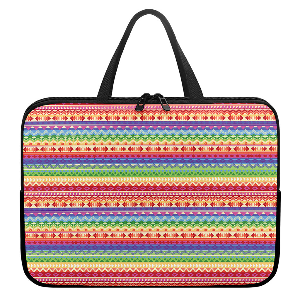 Colorful Aztec Tribal Pattern Print Laptop Sleeve With Handle