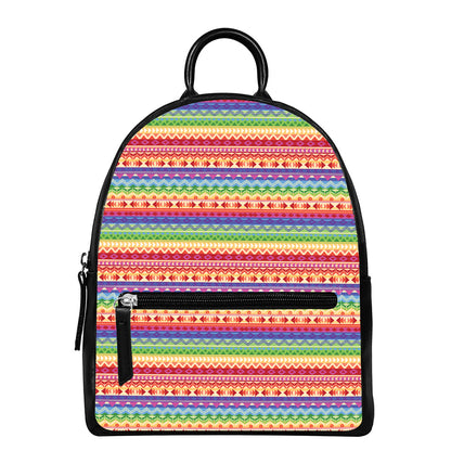 Colorful Aztec Tribal Pattern Print Leather Backpack