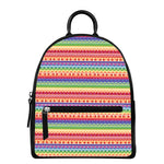 Colorful Aztec Tribal Pattern Print Leather Backpack