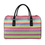 Colorful Aztec Tribal Pattern Print Leather Duffle Bag