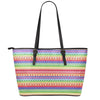 Colorful Aztec Tribal Pattern Print Leather Tote Bag