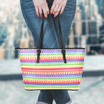 Colorful Aztec Tribal Pattern Print Leather Tote Bag
