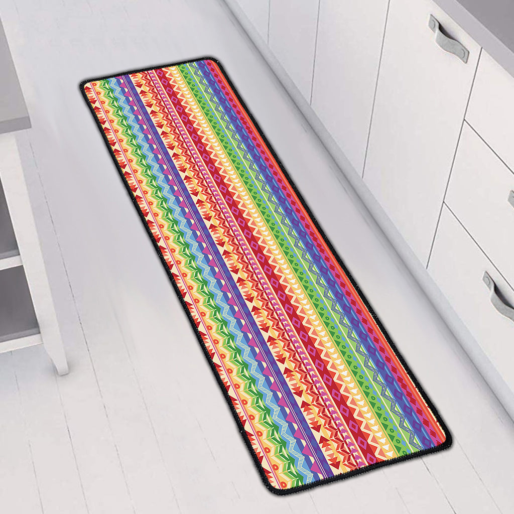 Colorful Aztec Tribal Pattern Print Long Kitchen Mat