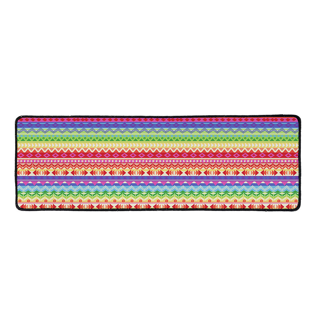 Colorful Aztec Tribal Pattern Print Long Kitchen Mat