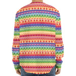 Colorful Aztec Tribal Pattern Print Long Sleeve Baseball Jersey