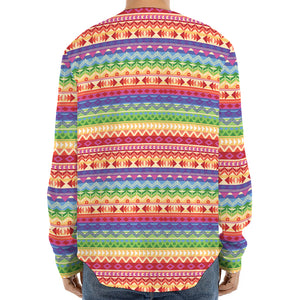 Colorful Aztec Tribal Pattern Print Long Sleeve Baseball Jersey