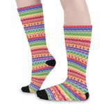 Colorful Aztec Tribal Pattern Print Long Socks