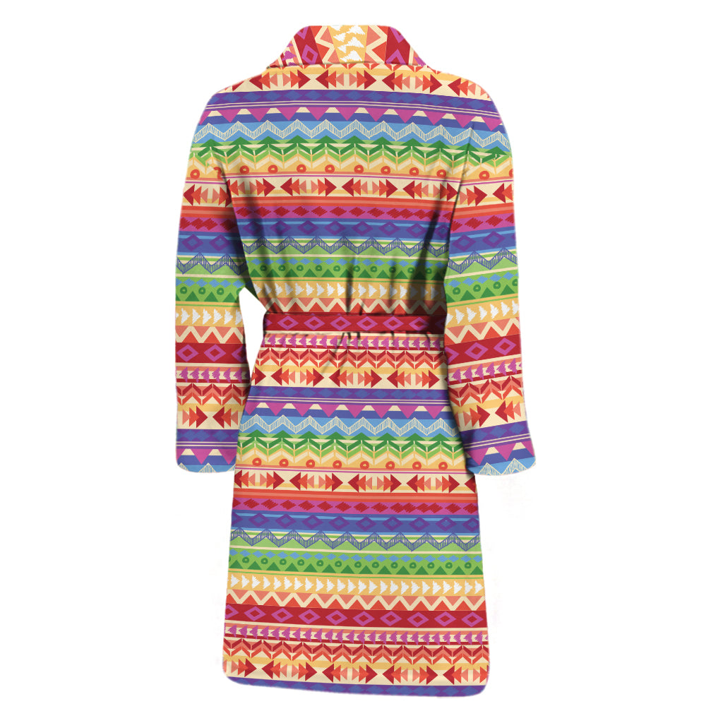 Colorful Aztec Tribal Pattern Print Men's Bathrobe