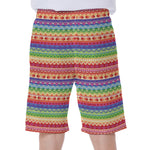 Colorful Aztec Tribal Pattern Print Men's Beach Shorts