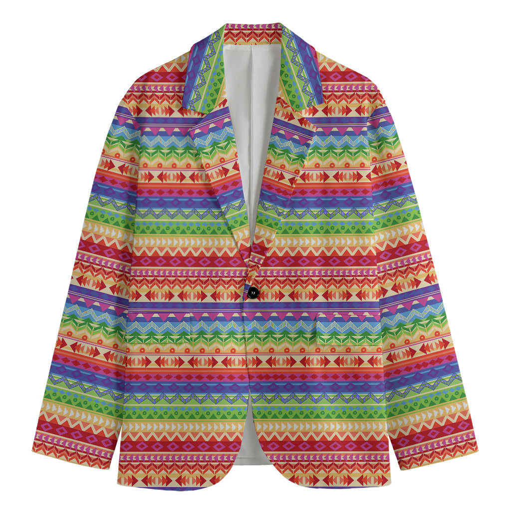 Colorful Aztec Tribal Pattern Print Men's Blazer
