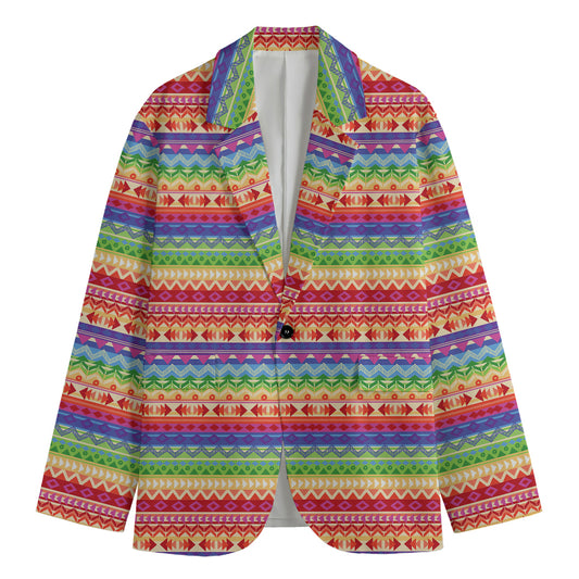 Colorful Aztec Tribal Pattern Print Men's Blazer