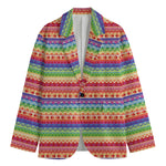 Colorful Aztec Tribal Pattern Print Men's Blazer