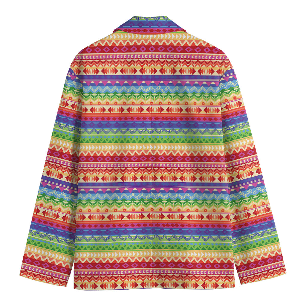Colorful Aztec Tribal Pattern Print Men's Blazer