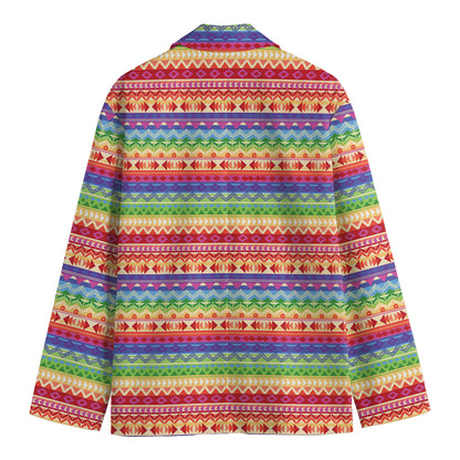Colorful Aztec Tribal Pattern Print Men's Blazer
