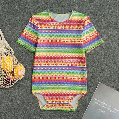 Colorful Aztec Tribal Pattern Print Men's Bodysuit