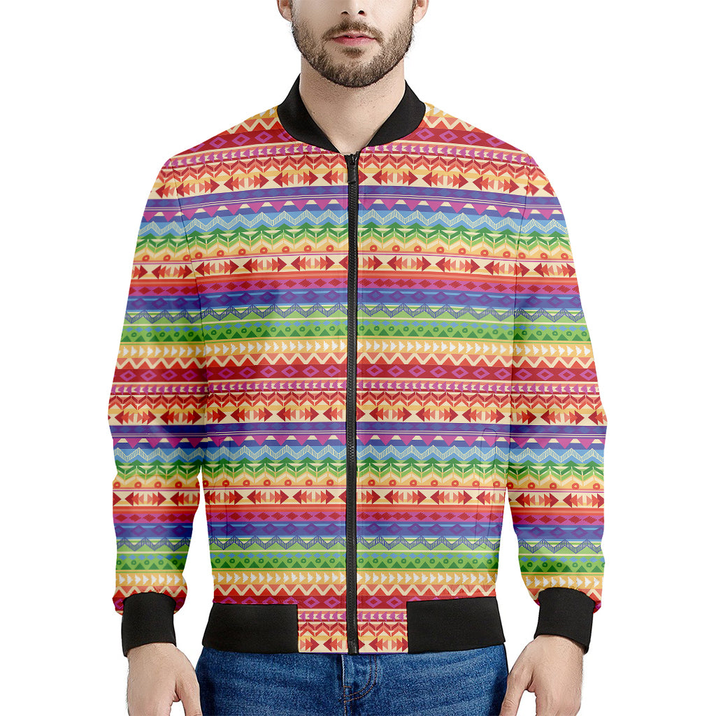 Colorful Aztec Tribal Pattern Print Men's Bomber Jacket