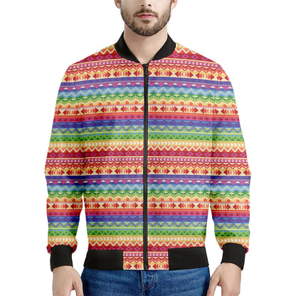 Colorful Aztec Tribal Pattern Print Men's Bomber Jacket