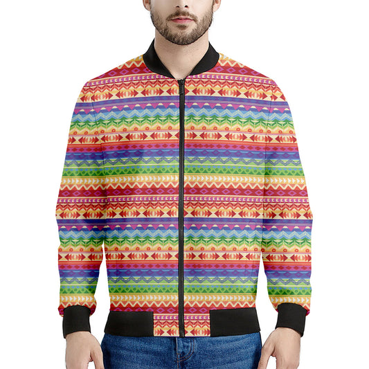 Colorful Aztec Tribal Pattern Print Men's Bomber Jacket