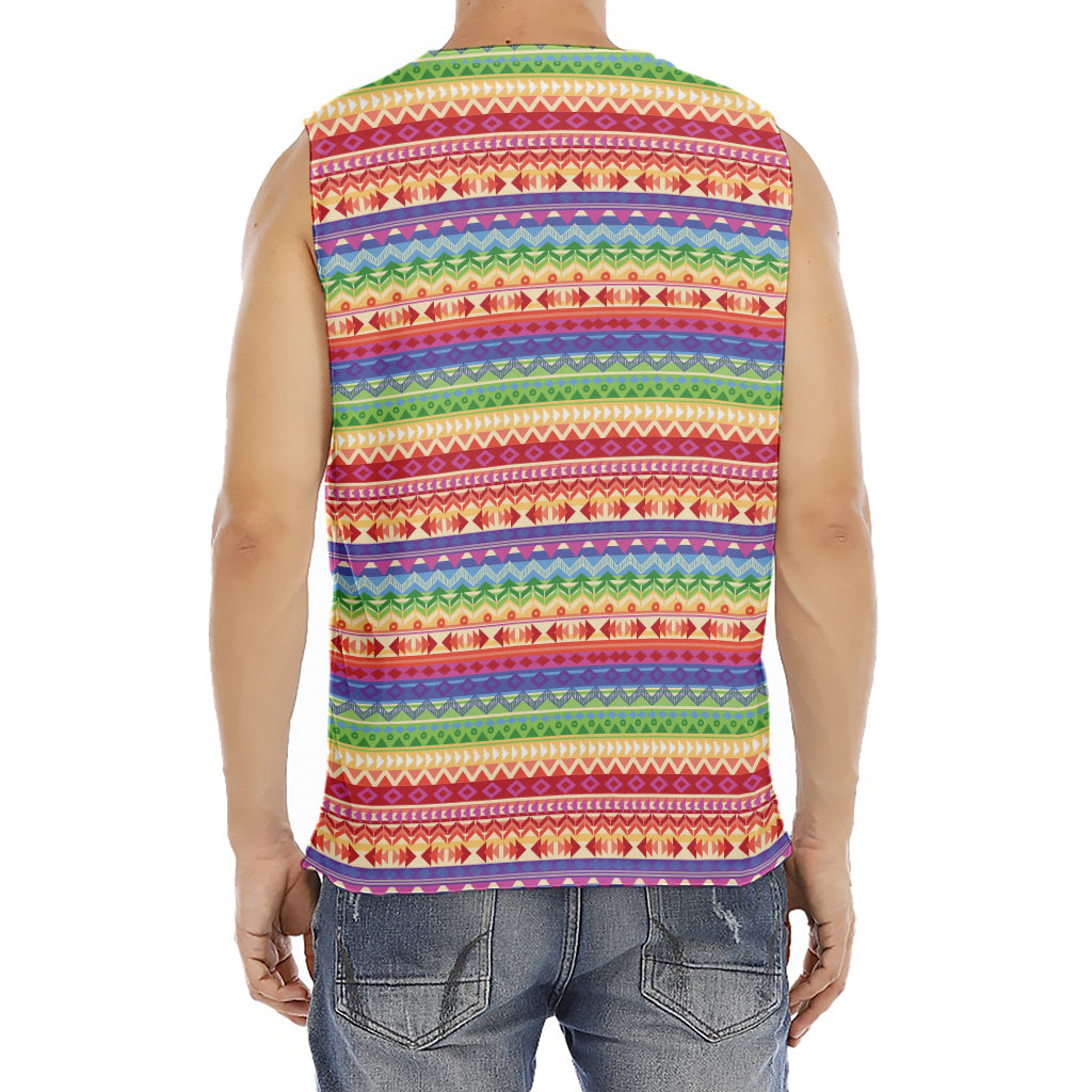 Colorful Aztec Tribal Pattern Print Men's Fitness Tank Top