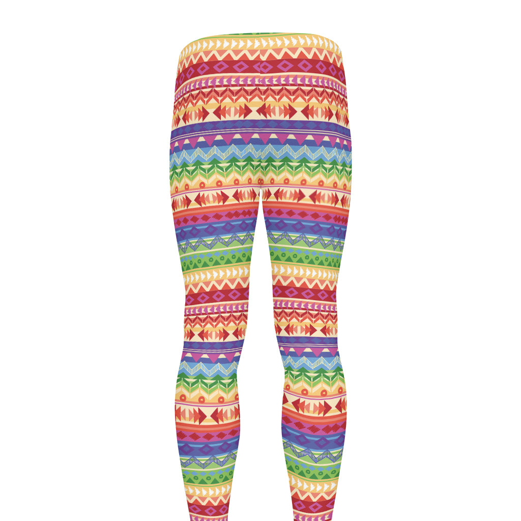 Colorful Aztec Tribal Pattern Print Men's leggings