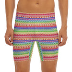 Colorful Aztec Tribal Pattern Print Men's Long Boxer Briefs