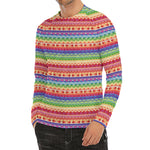 Colorful Aztec Tribal Pattern Print Men's Long Sleeve Rash Guard