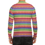 Colorful Aztec Tribal Pattern Print Men's Long Sleeve Rash Guard