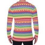Colorful Aztec Tribal Pattern Print Men's Long Sleeve T-Shirt