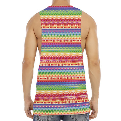Colorful Aztec Tribal Pattern Print Men's Muscle Tank Top