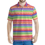 Colorful Aztec Tribal Pattern Print Men's Polo Shirt