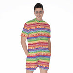 Colorful Aztec Tribal Pattern Print Men's Rompers
