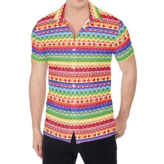 Colorful Aztec Tribal Pattern Print Men's Shirt