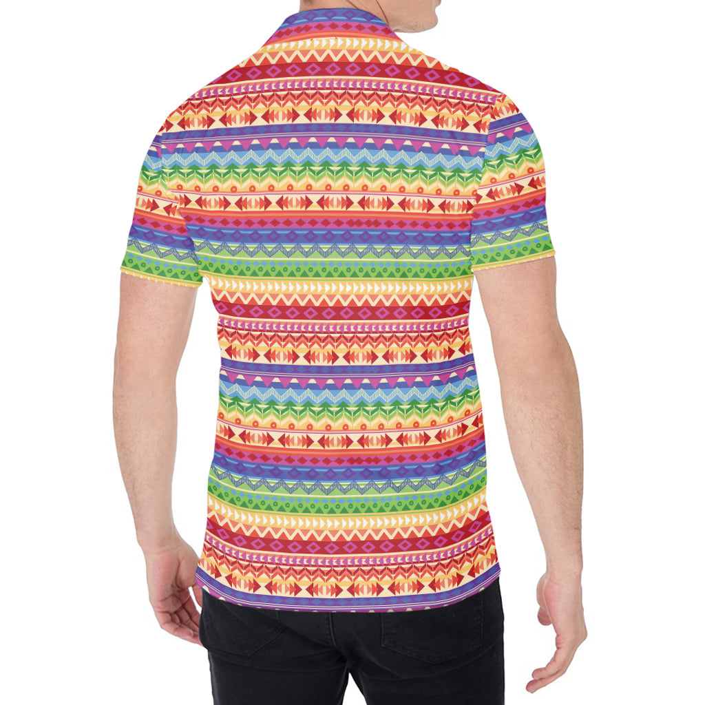Colorful Aztec Tribal Pattern Print Men's Shirt