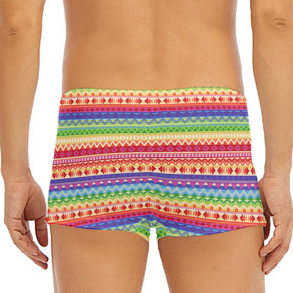 Colorful Aztec Tribal Pattern Print Men's Short Boxer Briefs
