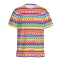 Colorful Aztec Tribal Pattern Print Men's Athletic T-Shirt